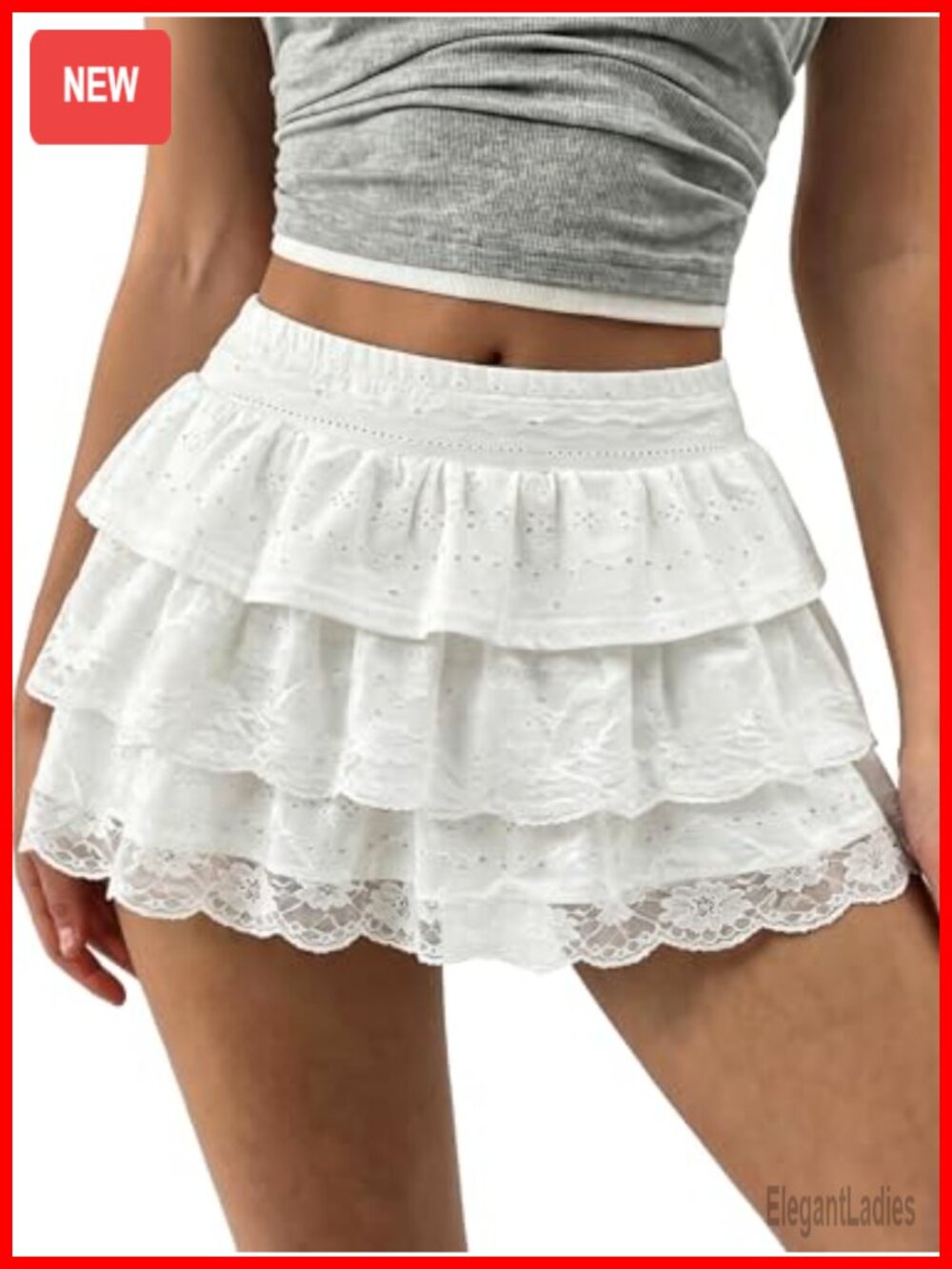 Lace Mini Skirt Ruffle Layered A Line Skort